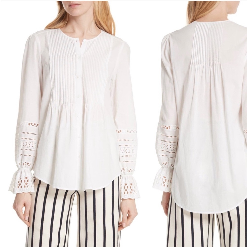 VERONICA BEARD Mili Poplin Eyelet Blouse \\ Sz 8